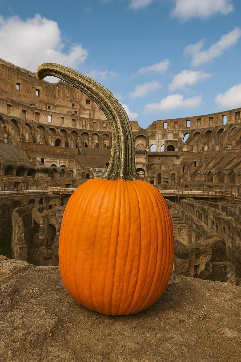 orange Gladiator pumpkin at the Roman Colosseum